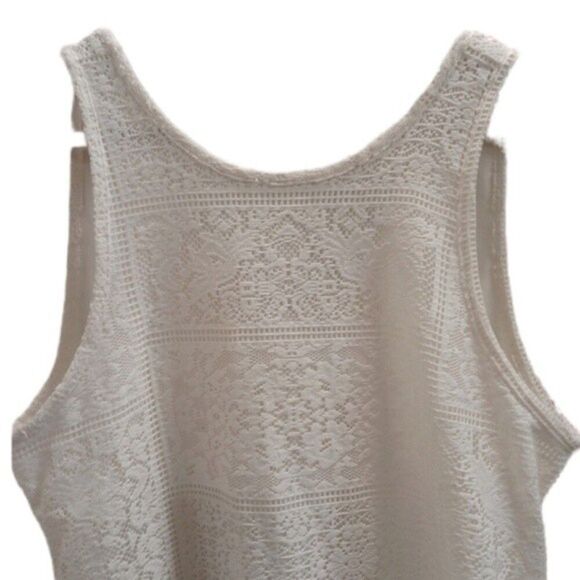 Womens White Mini Dress Crochet Boho Medium Bohemian Casual - Picture 4 of 7